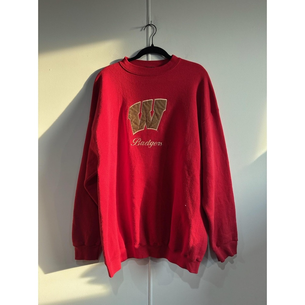 Vintage Wisconsin Badgers Sweatshirt Mens XL Red NCAA Basketball TSi USA 90s